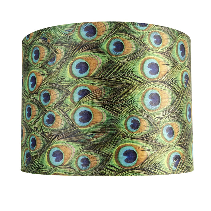 QAZQA Velours lampenkap pauw dessin 40|40|30 met gouden binnenkant