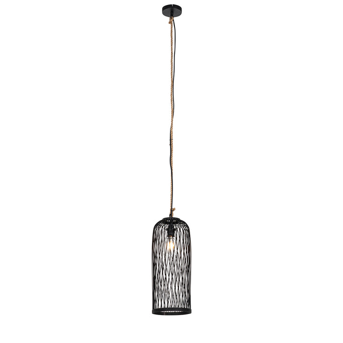 QAZQA Landelijke buiten hanglamp zwart rotan 25 cm - Calamus