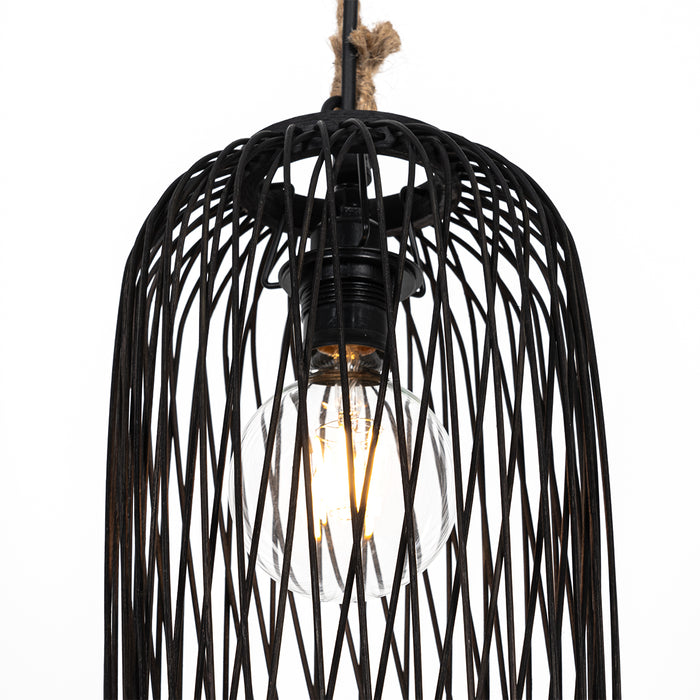 QAZQA Landelijke buiten hanglamp zwart rotan 25 cm - Calamus