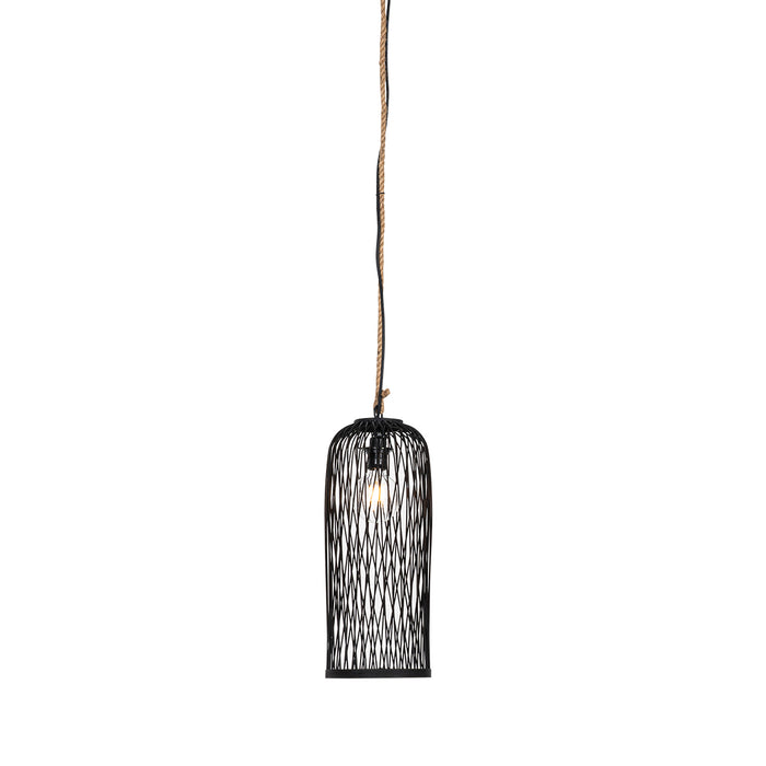 QAZQA Landelijke buiten hanglamp zwart rotan 25 cm - Calamus