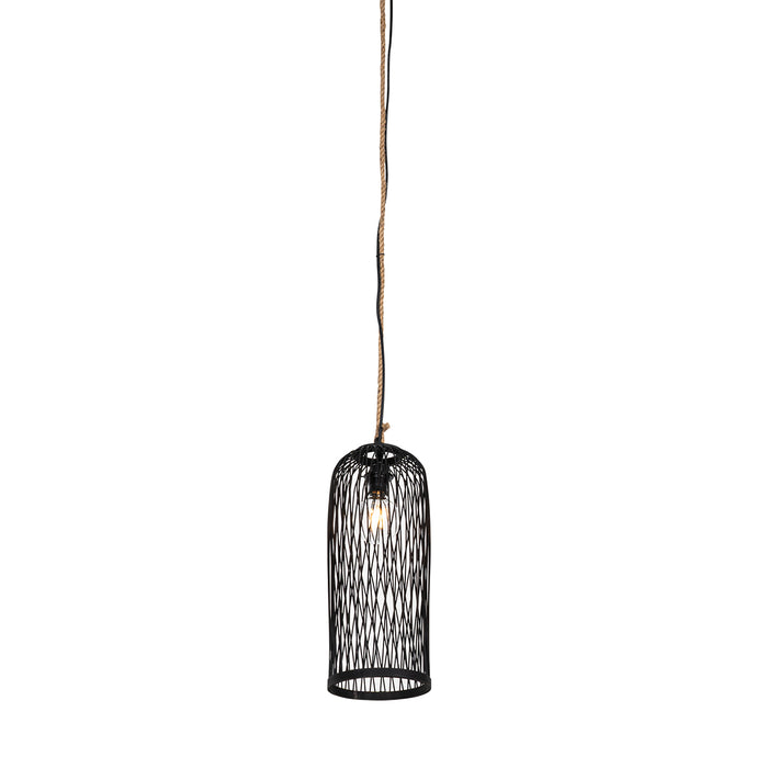 QAZQA Landelijke buiten hanglamp zwart rotan 25 cm - Calamus