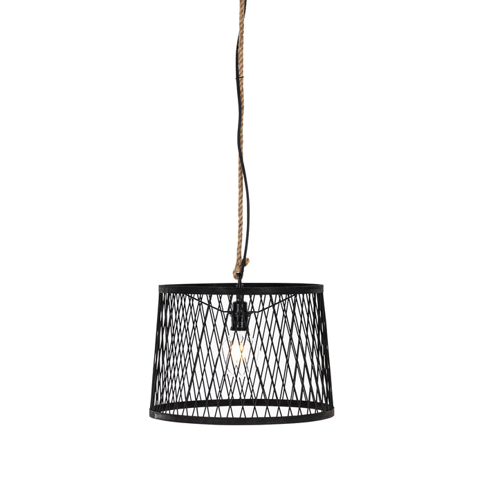 QAZQA Landelijke buiten hanglamp zwart rotan 40 cm - Calamus