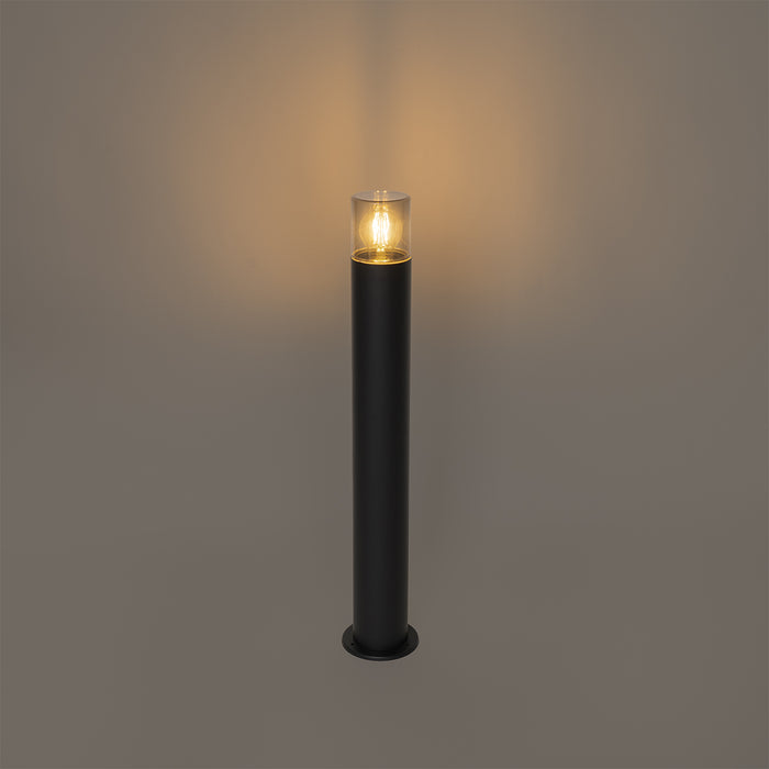 QAZQA Staande buitenlamp zwart met smoke kap 70 cm - Odense