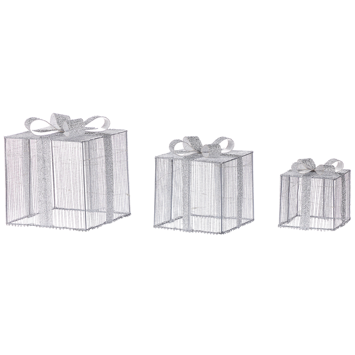 Beliani - ARNES - Kerstdecoratie set van 3 - Zilver - IJzer