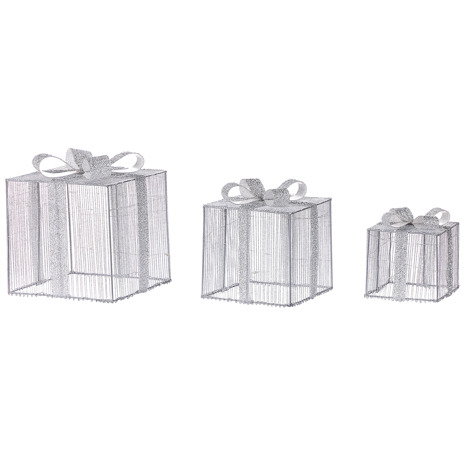 Beliani - ARNES - Kerstdecoratie set van 3 - Zilver - IJzer