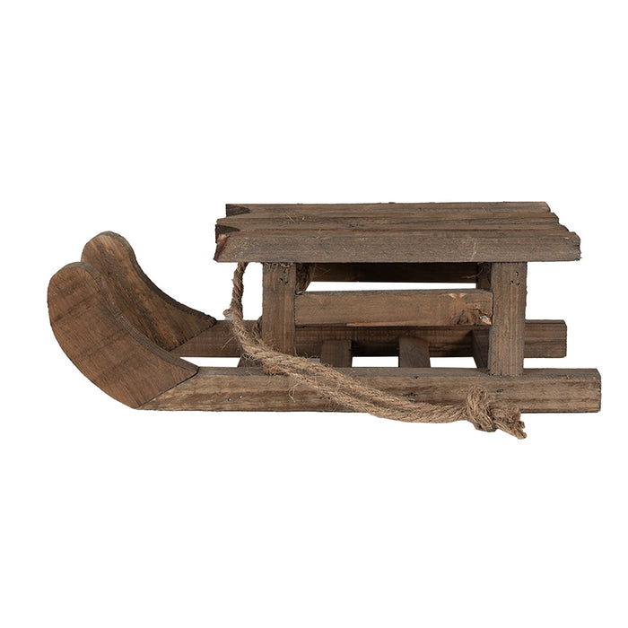 Clayre & Eef Decoratie Slee  30x11x10 cm Bruin Hout Kerstdecoratie