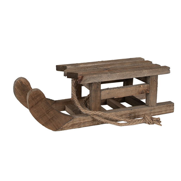 Clayre & Eef Decoratie Slee  30x11x10 cm Bruin Hout Kerstdecoratie