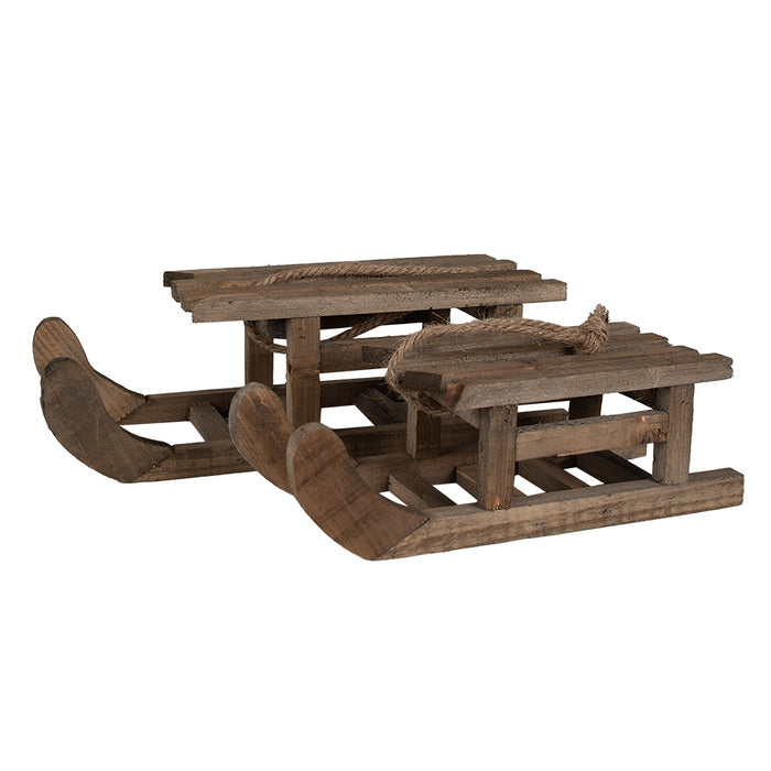 Clayre & Eef Decoratie Slee  30x11x10 cm Bruin Hout Kerstdecoratie