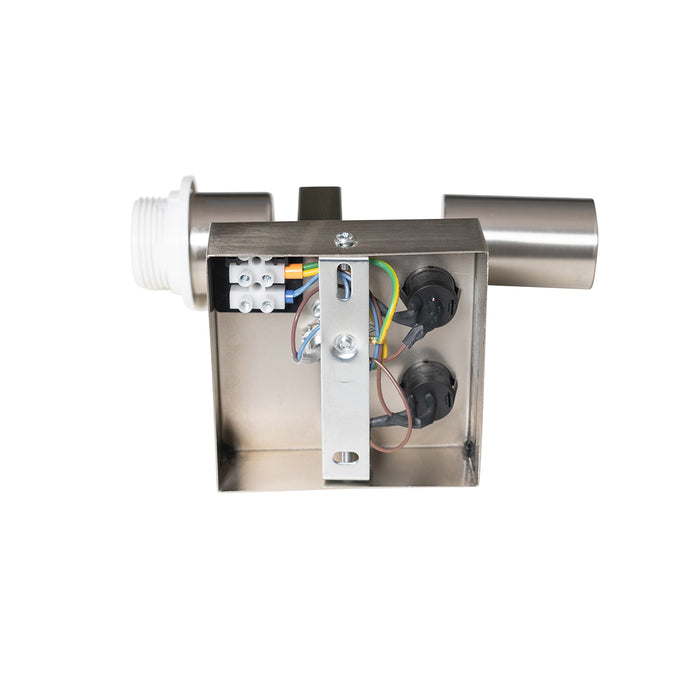 QAZQA Wandlamp staal met leeslamp en kap 18 cm lichtbruin - Brescia