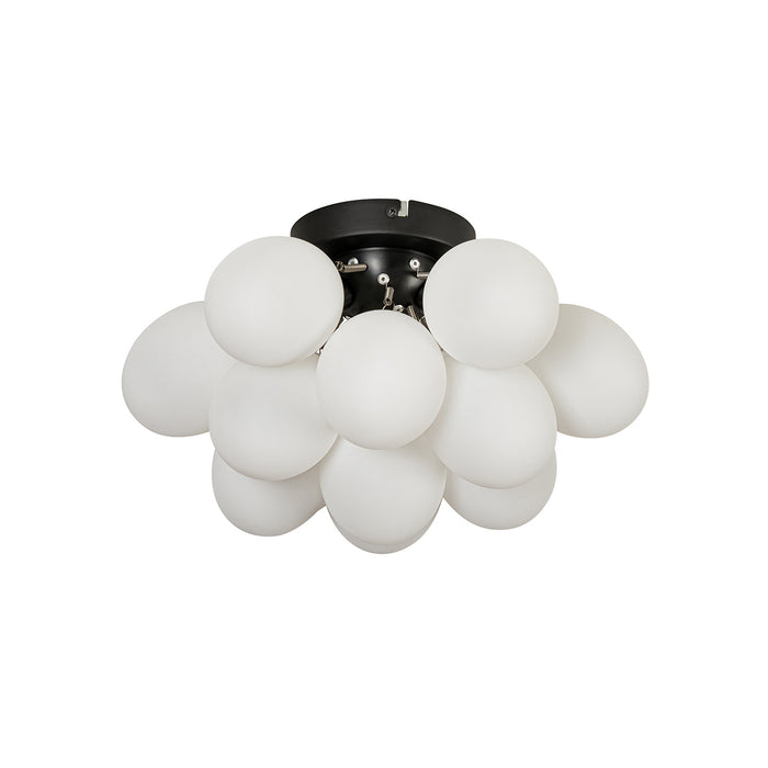 QAZQA Art deco plafondlamp zwart met opaal glas 3-lichts - Uvas
