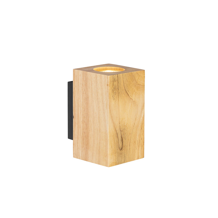 QAZQA Landelijke wandlamp hout vierkant 2-lichts - Sandy