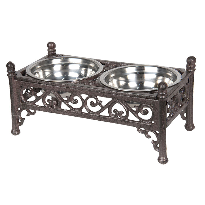 Clayre & Eef Voerbak hond 28x15x13 cm Bruin IJzer