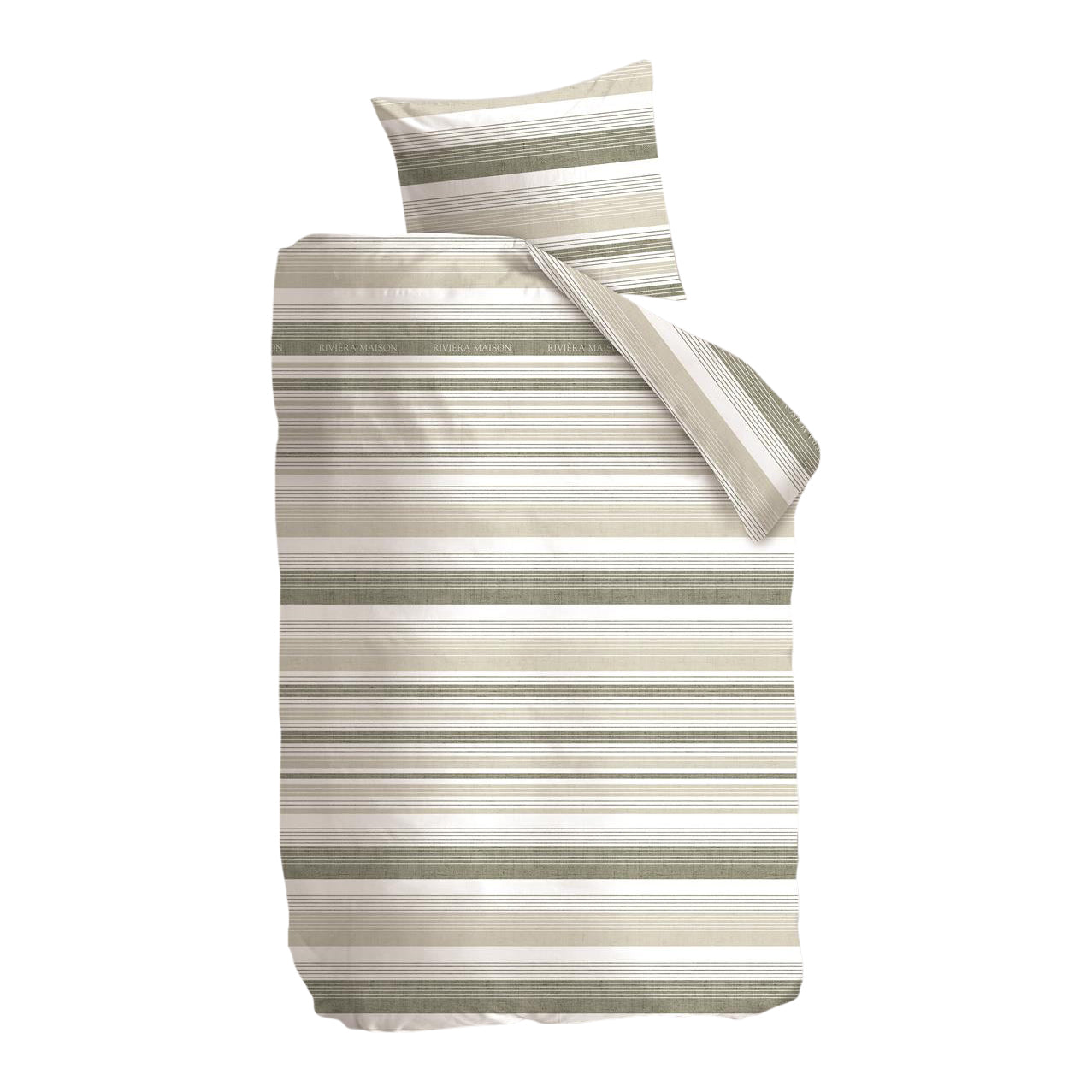 Rivièra Maison Sturdy Stripe Dekbedovertrek 140 x 200/220 cm - Grijsgroen
