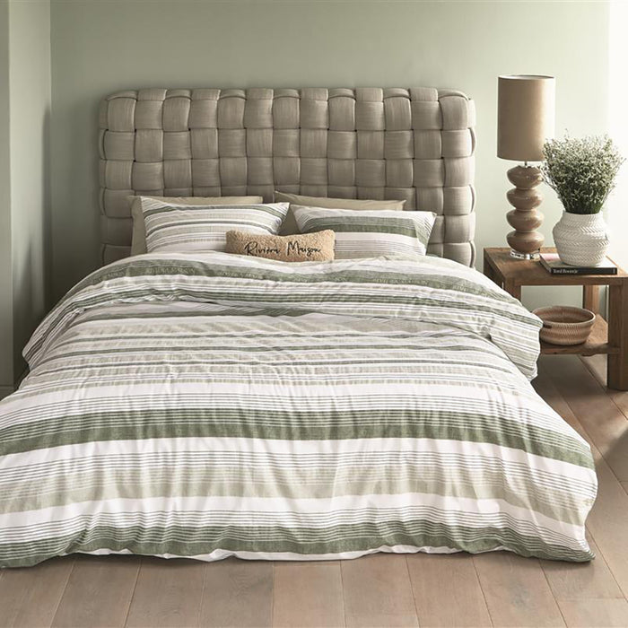 Rivièra Maison Sturdy Stripe Dekbedovertrek 240 x 200/220 cm - Grijsgroen
