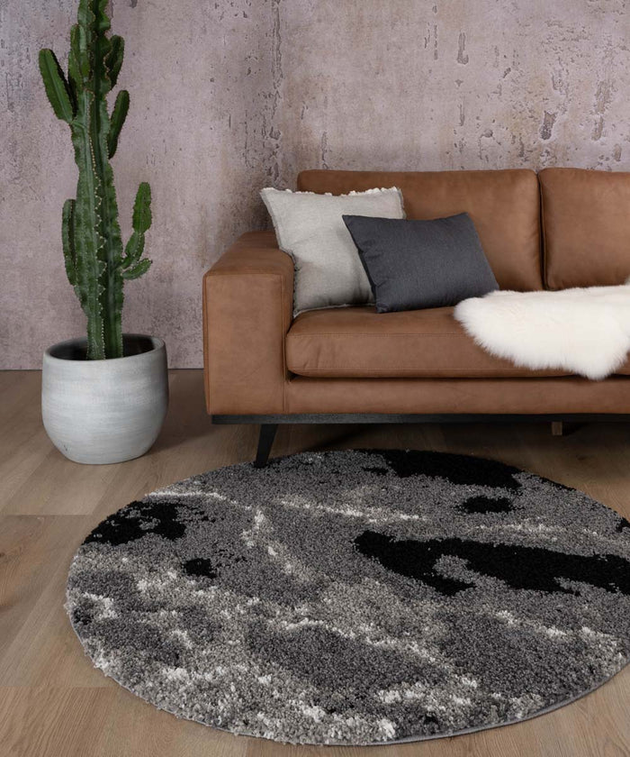 Boho&me Rond hoogpolig vloerkleed Marble Artisan - grijs - 300 cm