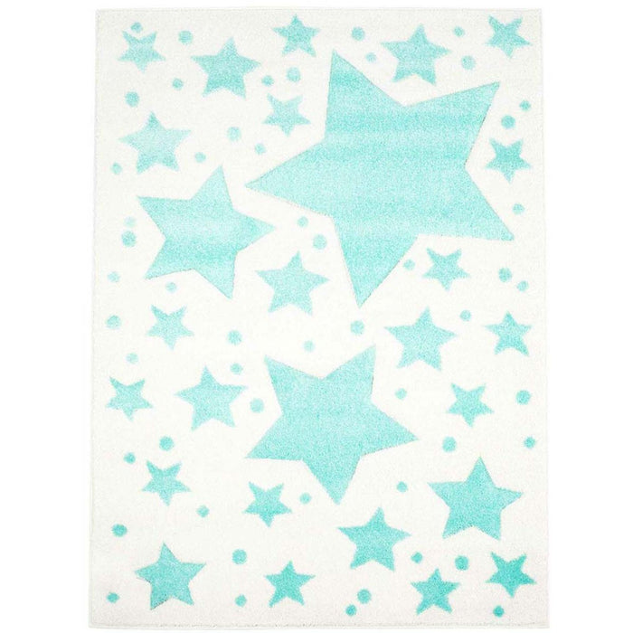 Tapeso Vloerkleed kinderkamer Sterren 3D - crème|mintblauw - 120x170