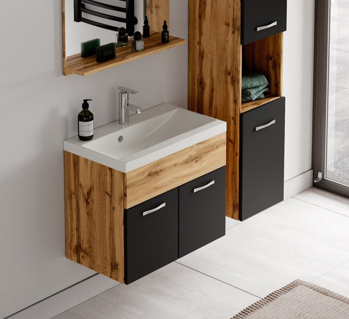 Badplaats Badkamermeubel Montreal Set 02 60 x 35 cm - Eiken met Zwart