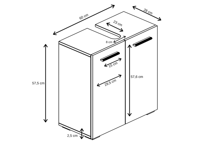 Badplaats Wastafelkast Jupiter 60 x 30 x 60 cm - Zwart Houtnerf