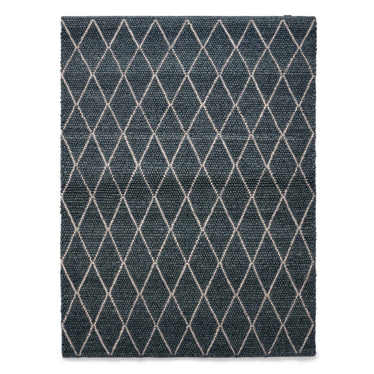 Nordic Weavers Wollen vloerkleed - ruiten Vinduer - petrol|grijs -