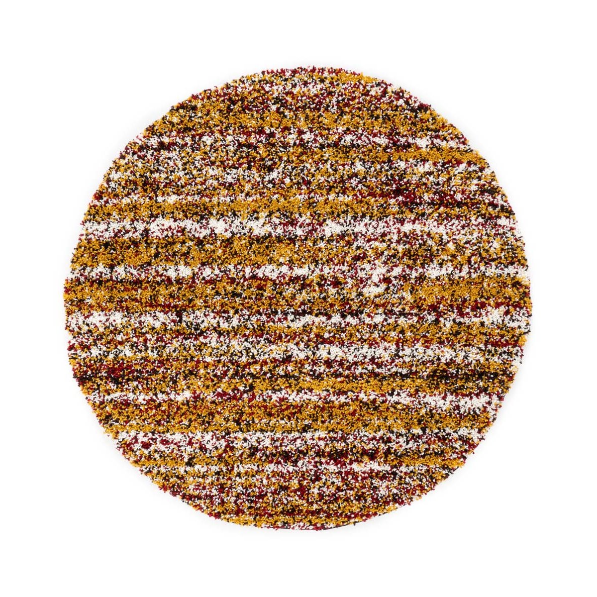 Boho&me Rond hoogpolig vloerkleed strepen Artisan - multi|okergeel -