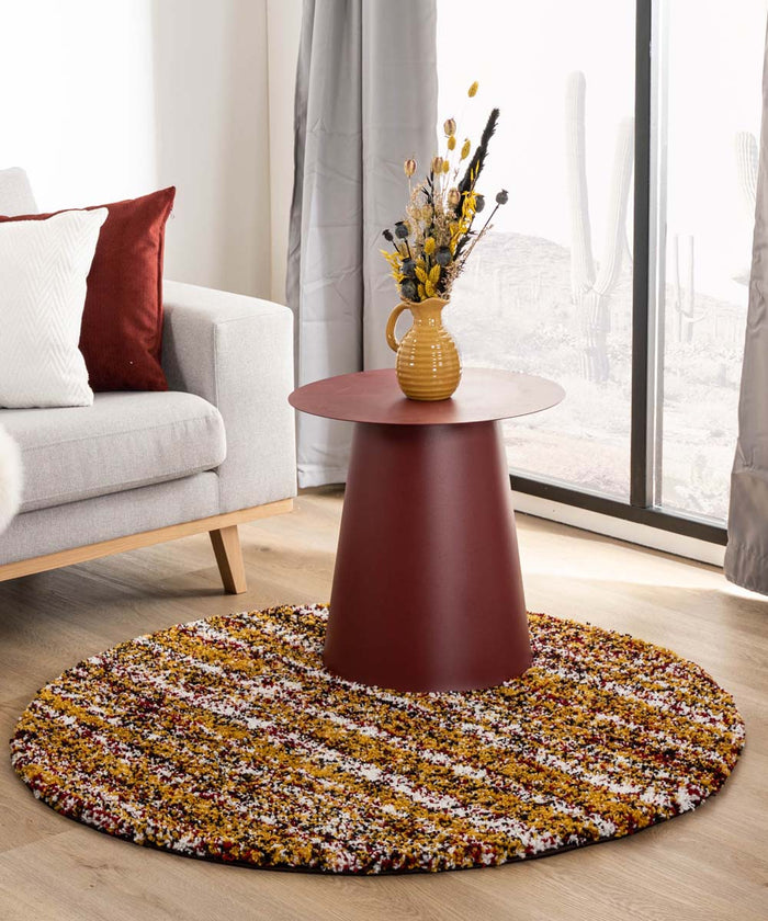 Boho&me Rond hoogpolig vloerkleed strepen Artisan - multi|okergeel -