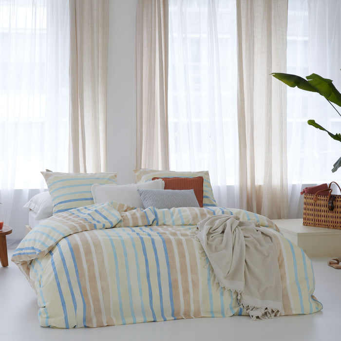 Walra Natural Stripes Dekbedovertrek 200x220 - Zand Gestreept