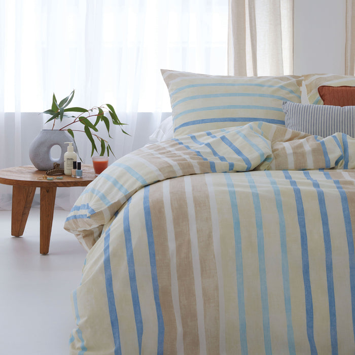 Walra Natural Stripes Dekbedovertrek 200x220 - Zand Gestreept