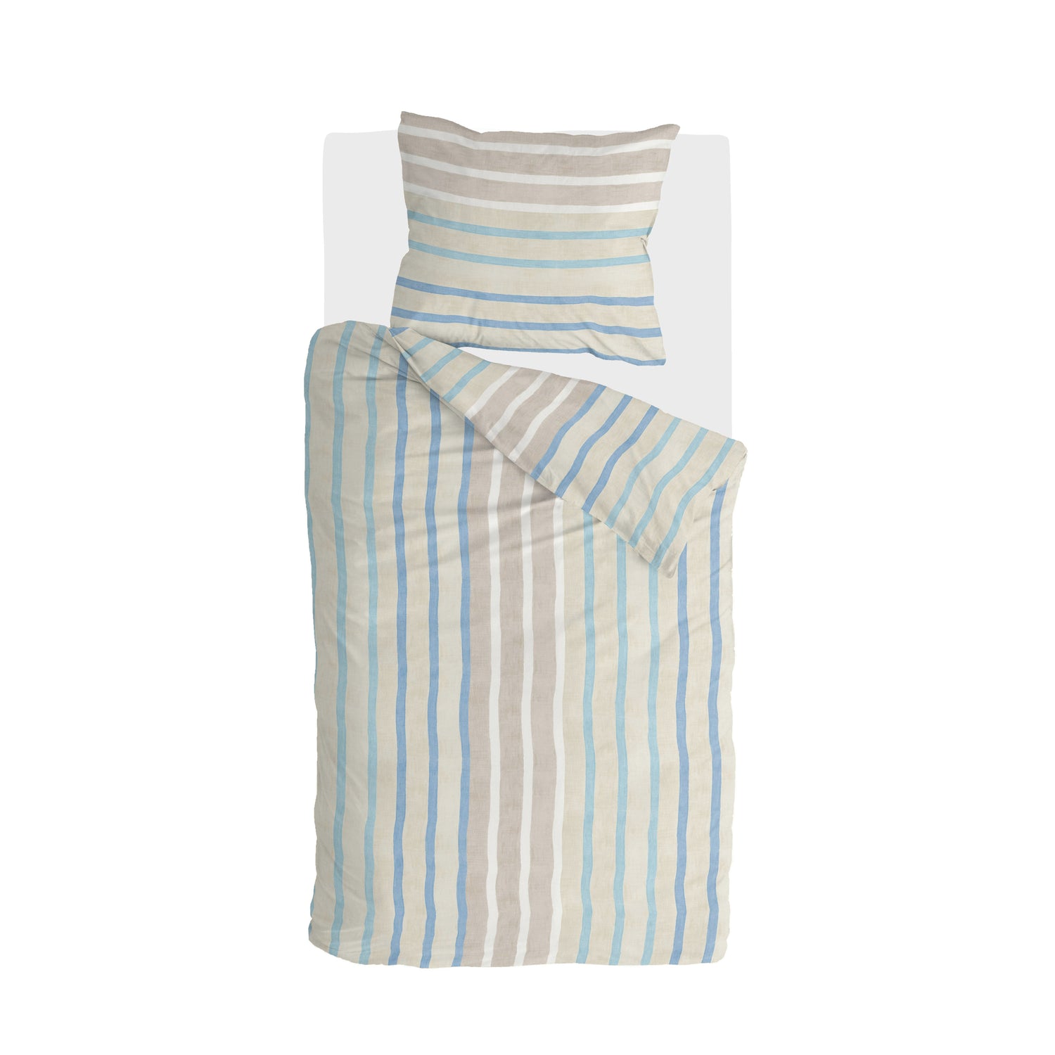 Walra Natural Stripes Dekbedovertrek 140x220 - Zand Gestreept