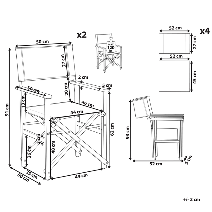 Beliani-CINE -Tuinstoel set van 2-Groen|Hout|Bladeren-Polyester
