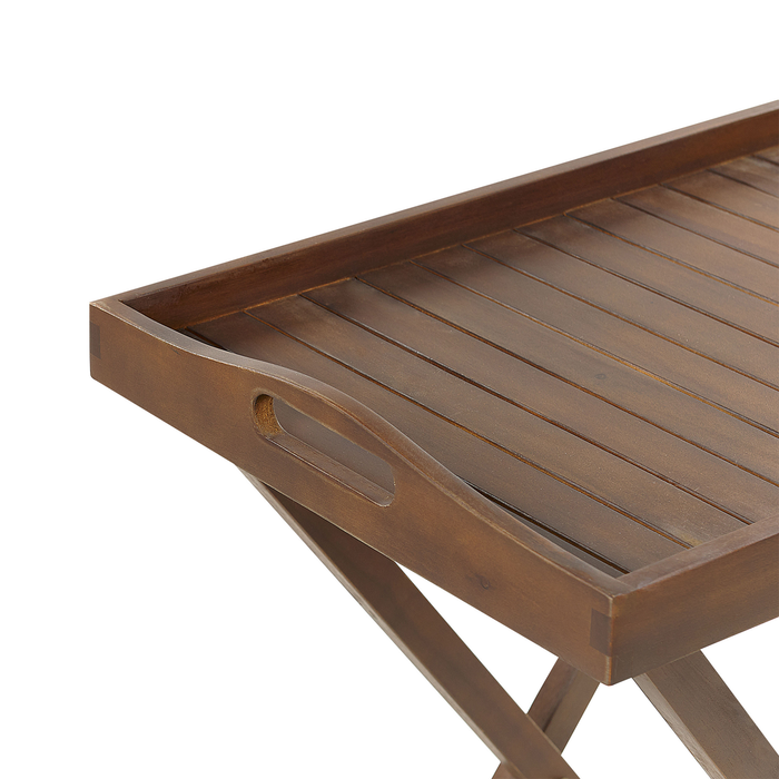 Beliani-AMANTEA-Tuintafel-Donkere houtkleur-45 x 68 cm-Acaciahout