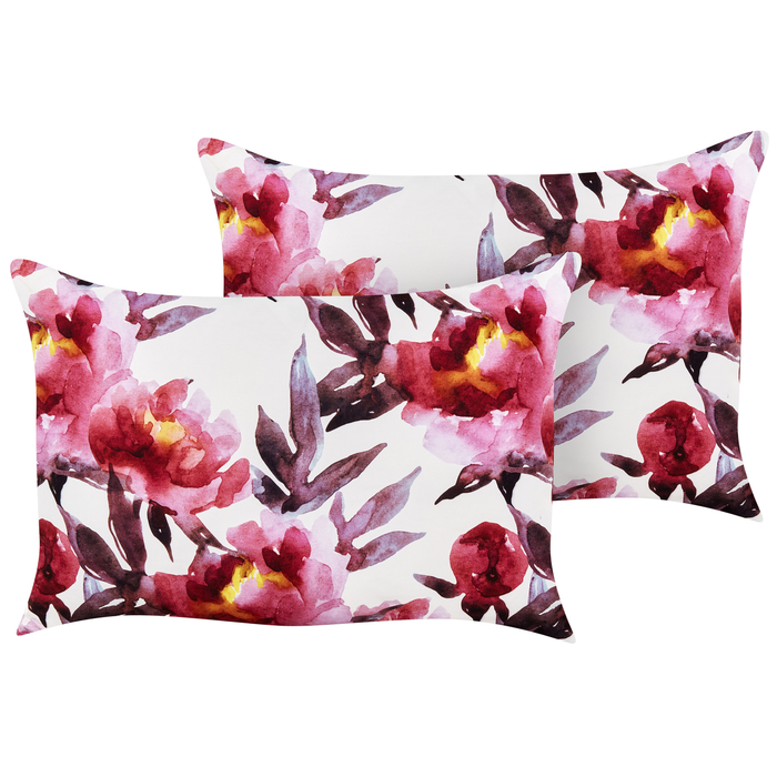 Beliani-LANROSSO-Tuinkussen set van 2-Roze|Wit-40 x 60 cm-Polyester