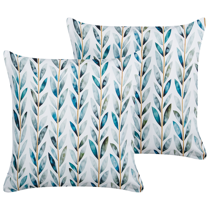 Beliani - LOANO - Sierkussen set van 2 - Wit|Groen - Polyester