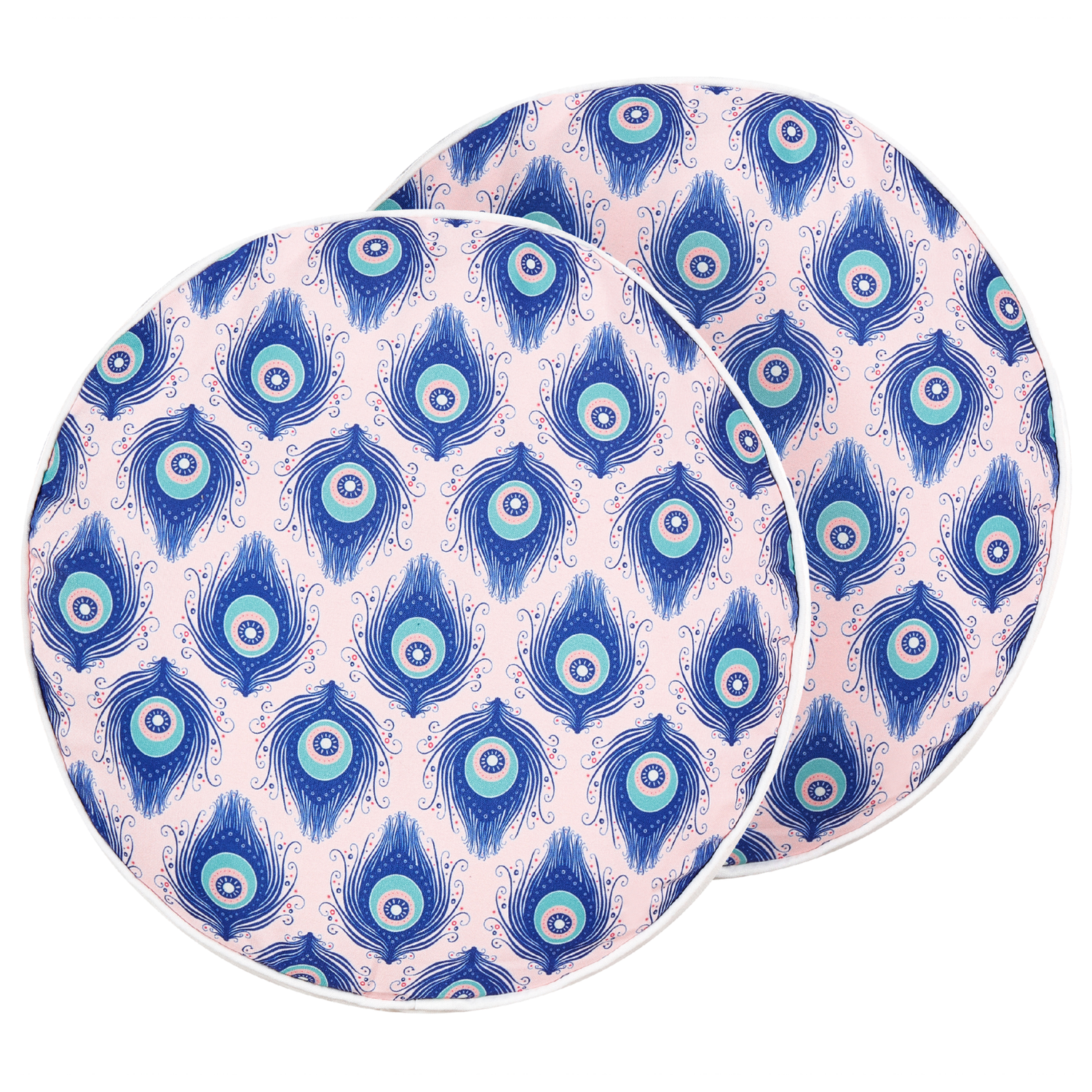Beliani-CERIANA-Tuinkussen set van 2-Blauw|Roze- 40 cm-Polyester