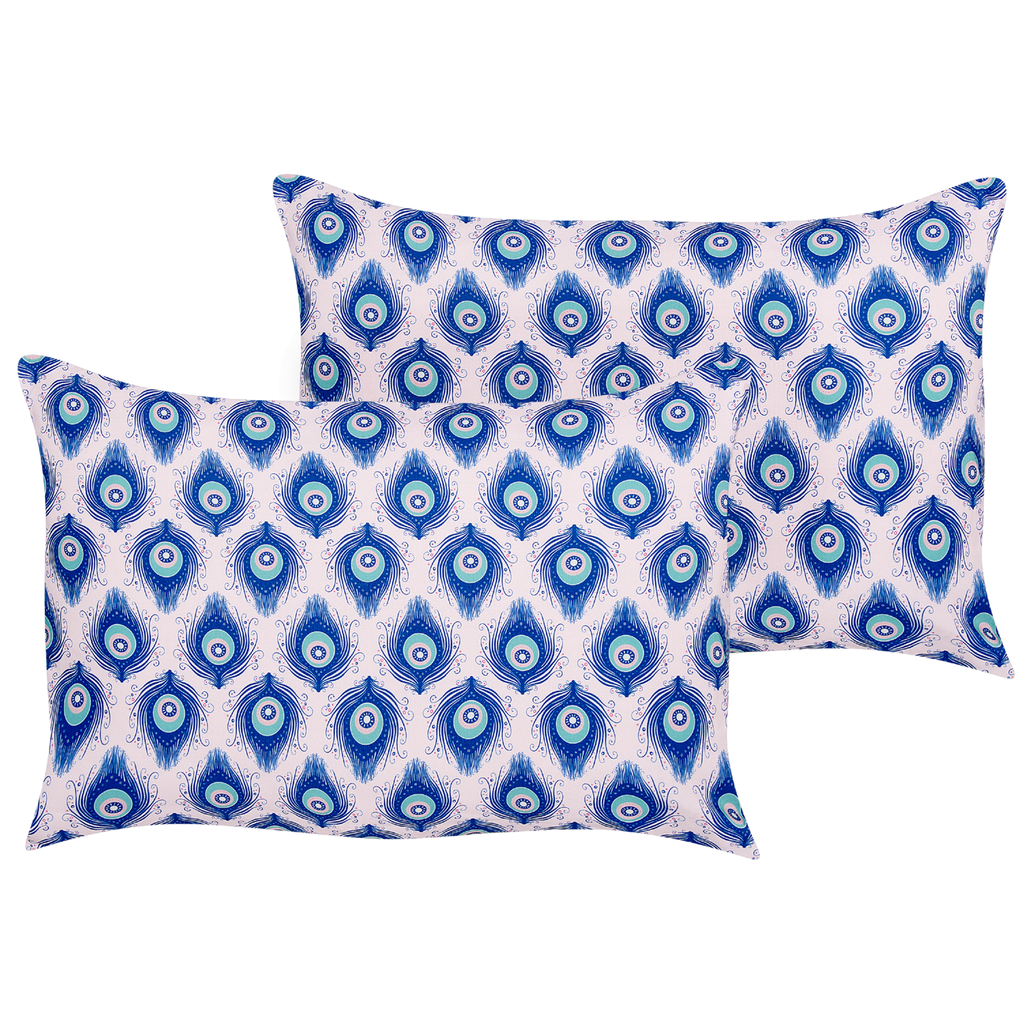 Beliani-CERIANA-Tuinkussen set van 2-Blauw|Roze-40 x 60 cm-Polyester