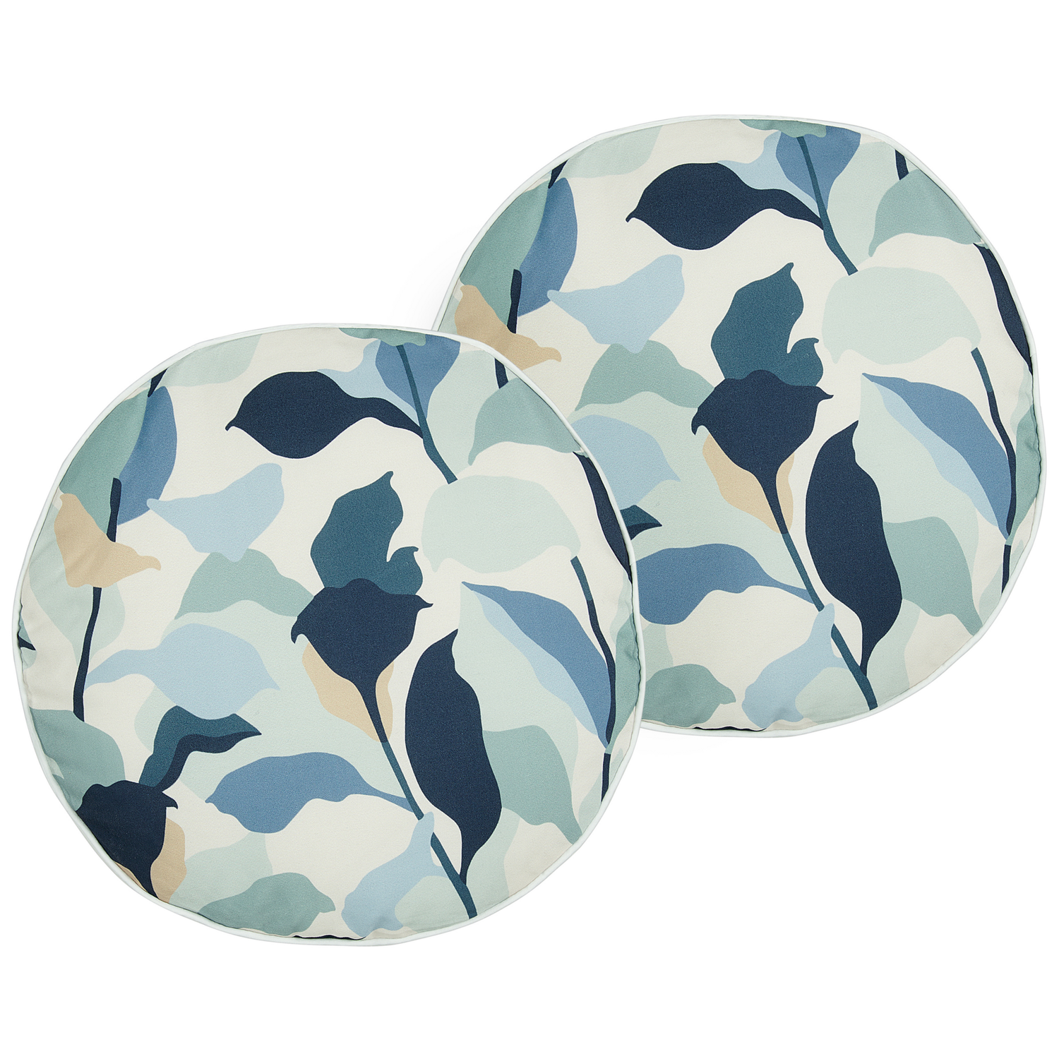 Beliani-VEGLINO-Tuinkussen set van 2-Donkerblauw- 40 cm-Polyester