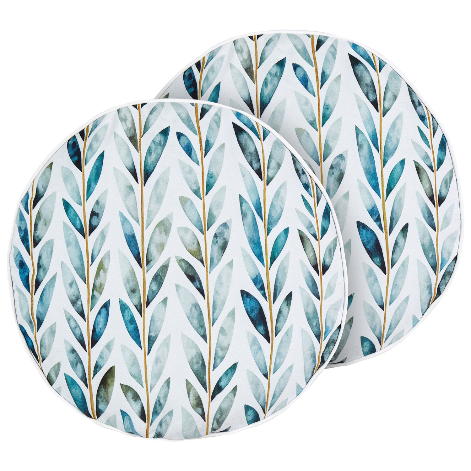 Beliani-LOANO-Tuinkussen set van 2-Wit|Groen- 40 cm-Polyester