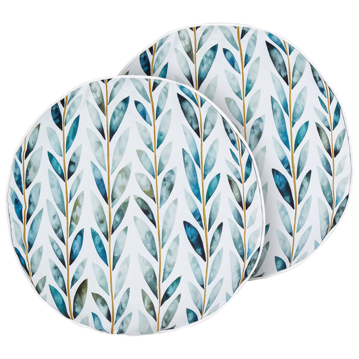 Beliani-LOANO-Tuinkussen set van 2-Wit|Groen- 40 cm-Polyester