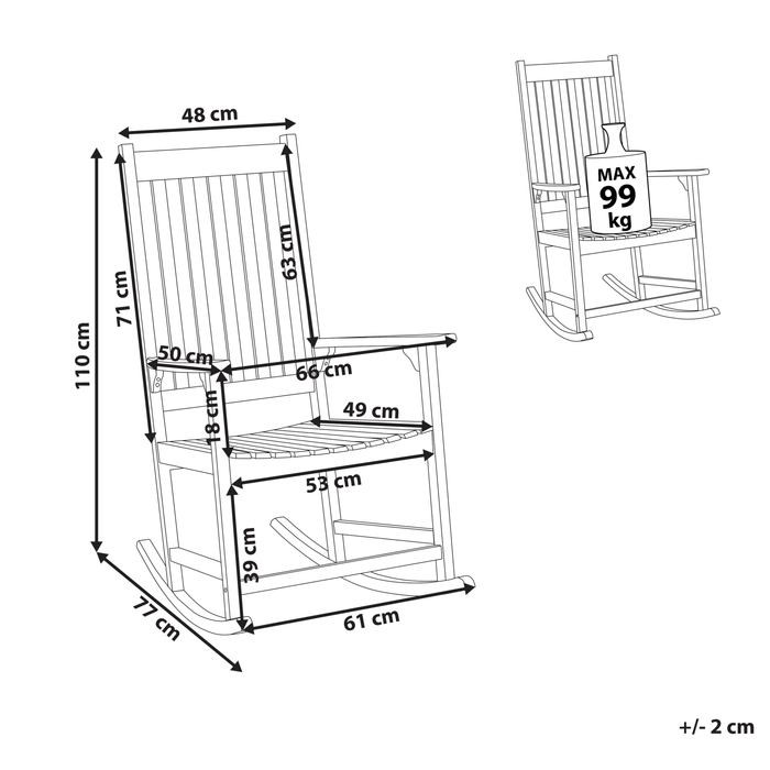 Beliani - BOJANO - Schommelstoel - Lichte houtkleur - Acaciahout