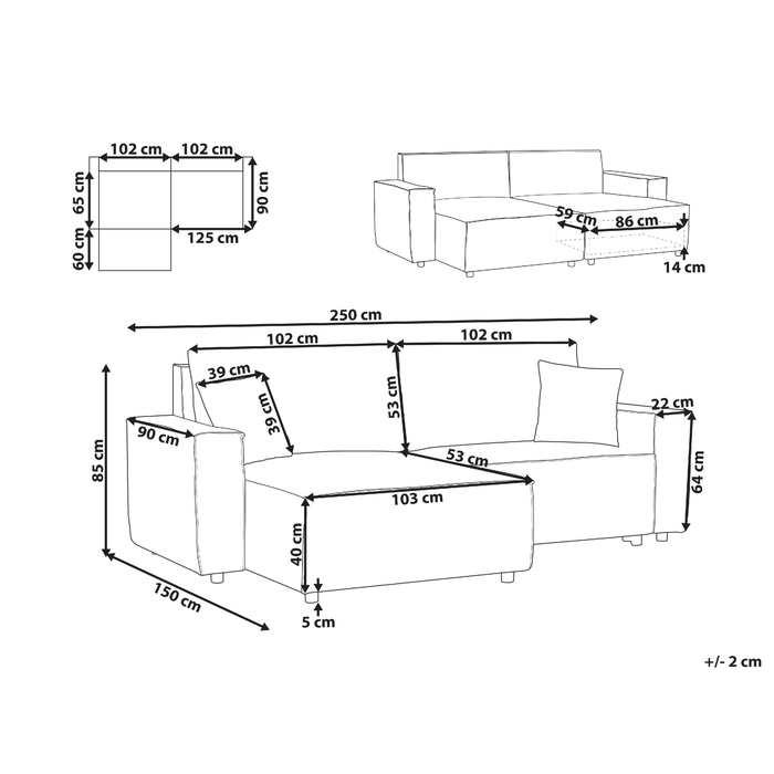 Beliani-KARILA-Hoekbank met opbergruimte-Taupe-Rechtszijdig-Polyester