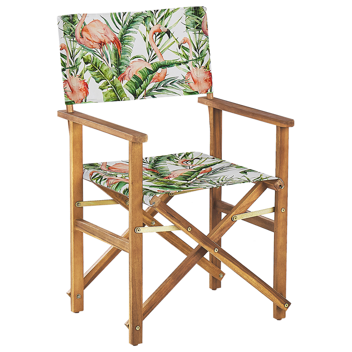 Beliani-CINE -Tuinstoel set van 2-Groen|Hout|Flamingo-Polyester