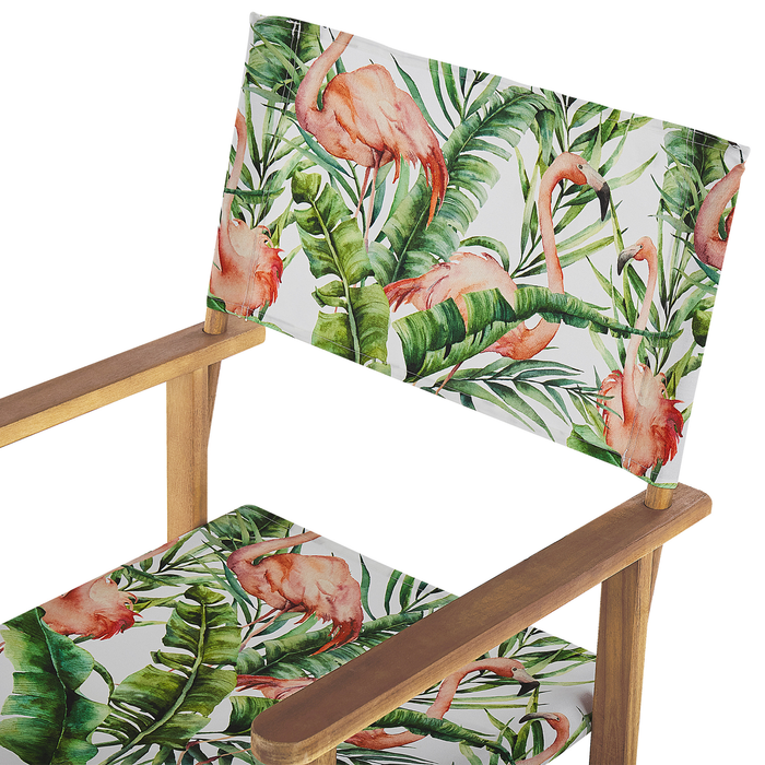 Beliani-CINE -Tuinstoel set van 2-Groen|Hout|Flamingo-Polyester
