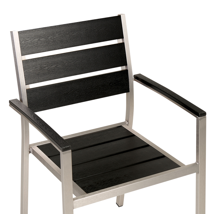 Beliani - VERNIO - Tuinstoel set van 6 - Zwart|Zilver - Aluminium