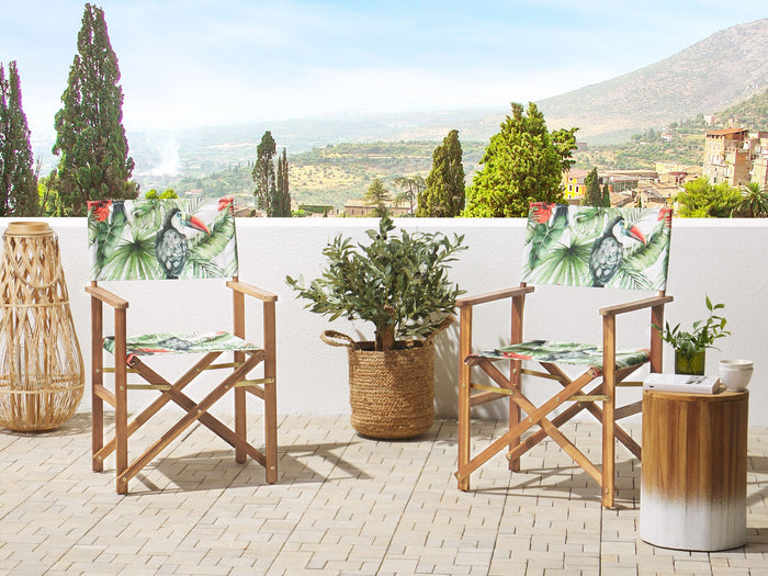 Beliani - CINE - Tuinstoel set van 2 - Groen|Hout|Toekan - Polyester