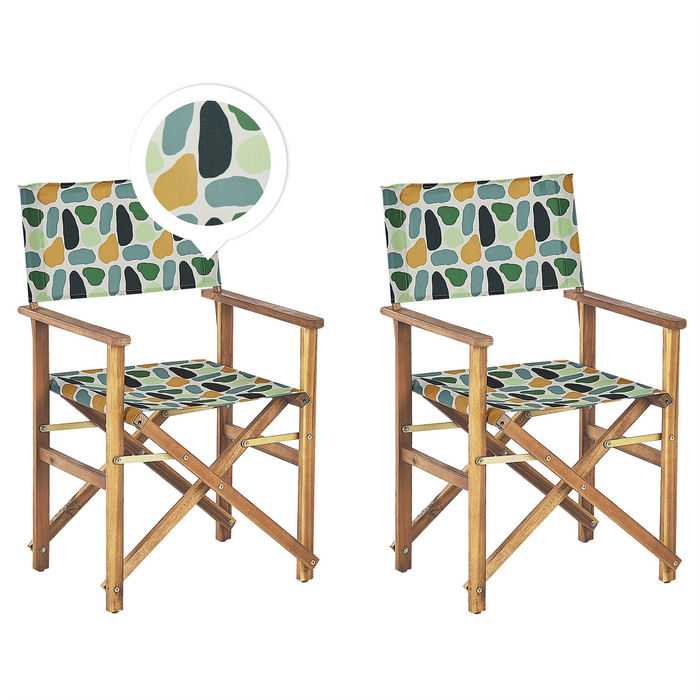 Beliani - CINE - Tuinstoel set van 2 - Groen|Wit|Abstract - Polyester