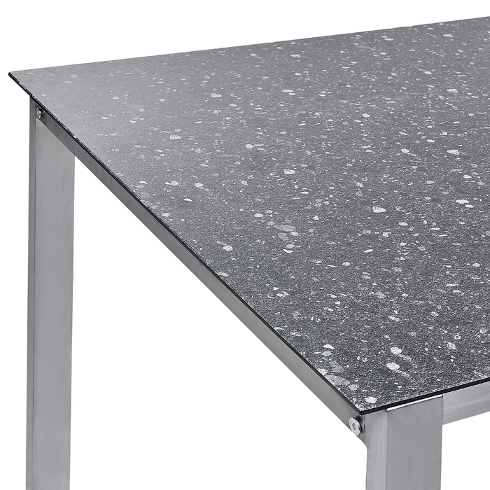 Beliani - COSOLETO - Tuintafel - Zwart - Glas|RVS
