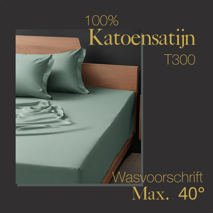 Ten Cate Premium Katoensatijnen Hoeslaken 140x200 - Mineral Mint