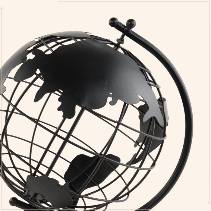 MISOU Wereldbol Zwart Metaal 25x18cm Decoratie