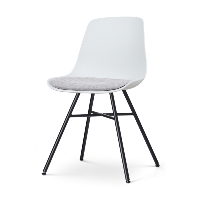 Nolon Noa-Liv Eetkamerstoel Wit - Lichtgrijs Kussen - Zwart Onderstel