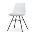 Nolon Noa-Liv Eetkamerstoel Wit - Lichtgrijs Kussen - Zwart Onderstel