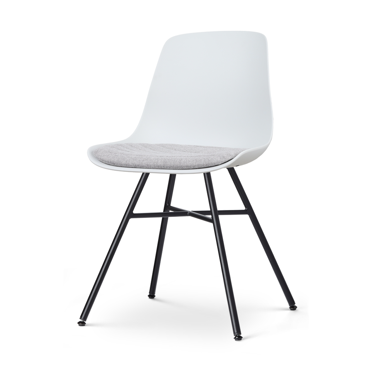 Nolon Noa-Liv Eetkamerstoel Wit - Lichtgrijs Kussen - Zwart Onderstel